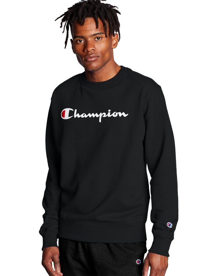 Champion Online - Sort Champion Powerblend Crew Script Logo Sweatshirt Herre