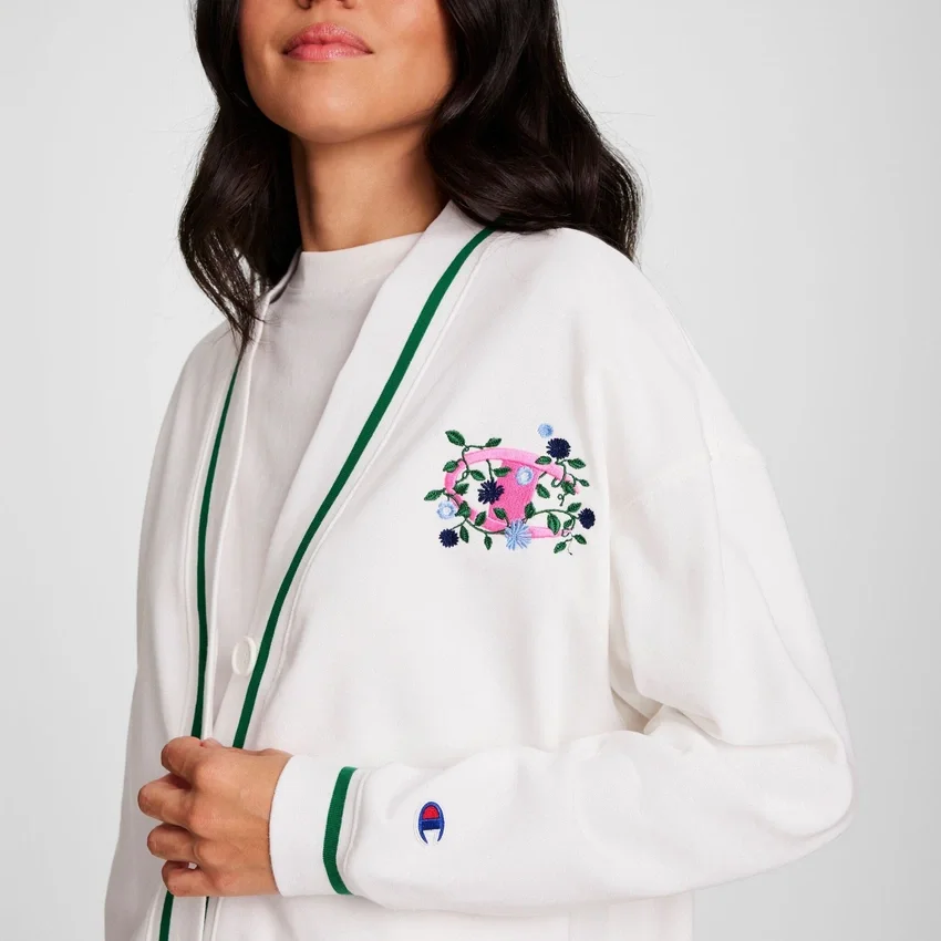 Country Club Cardigan, broderet blomster-”C”-logo