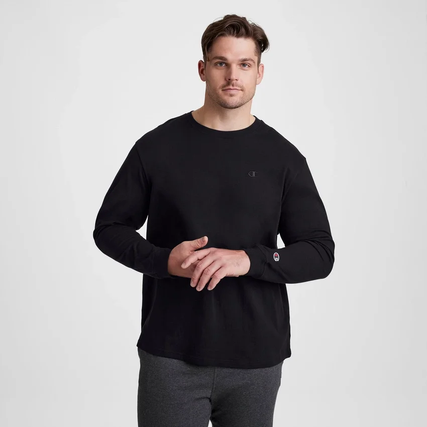 Klassisk langærmet T-shirt, broderet C Logo – Big & Tall