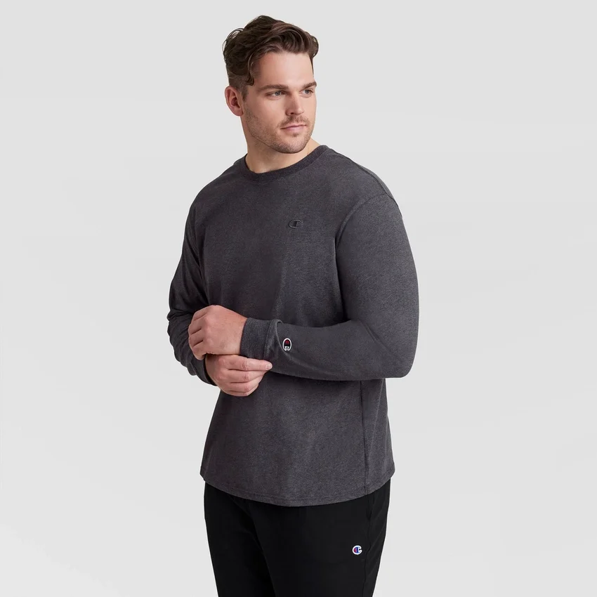 Klassisk langærmet T-shirt, broderet C Logo – Big & Tall