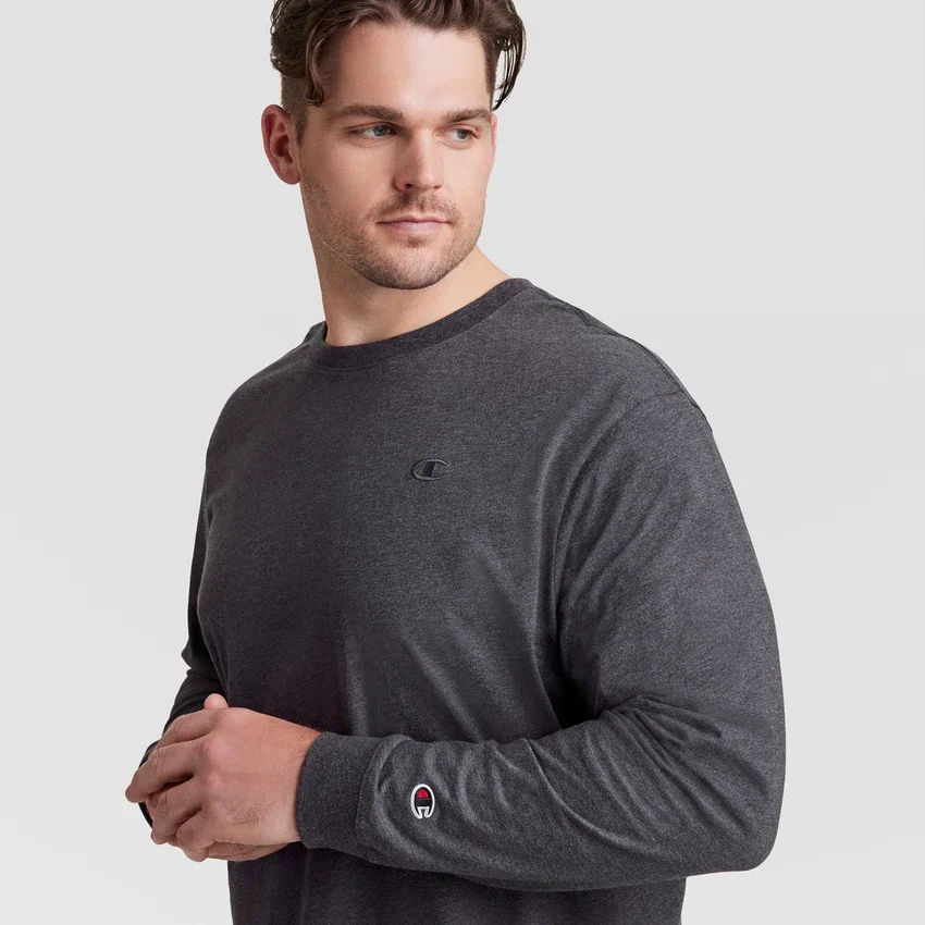 Klassisk langærmet T-shirt, broderet C Logo – Big & Tall