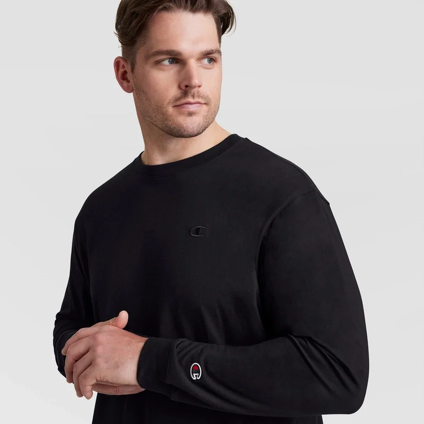 Klassisk langærmet T-shirt, broderet C Logo – Big & Tall