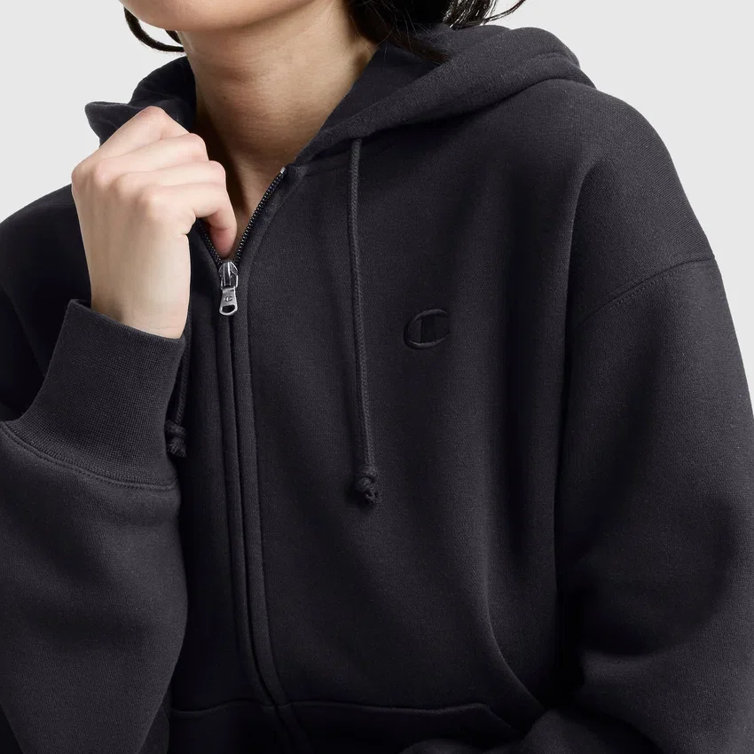 Powerblend Fleece-hættetrøje med lynlås, C Logo
