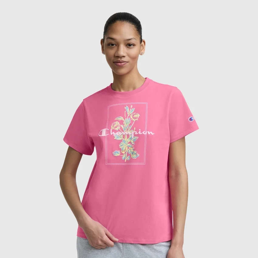 T-shirt med malet buket-motiv, C Logo